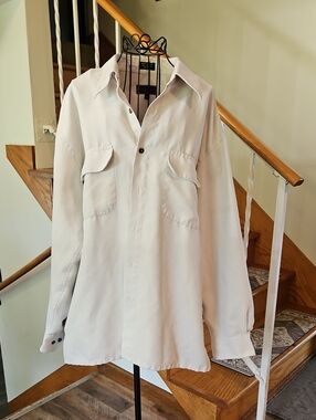 📣Preswick & Moore Light Cream Suede Button Down Shirt